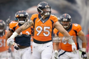during a 2015 AFC Divisional Playoff game at Sports Authority Field at Mile High on January 11, 2015 in Denver, Colorado.